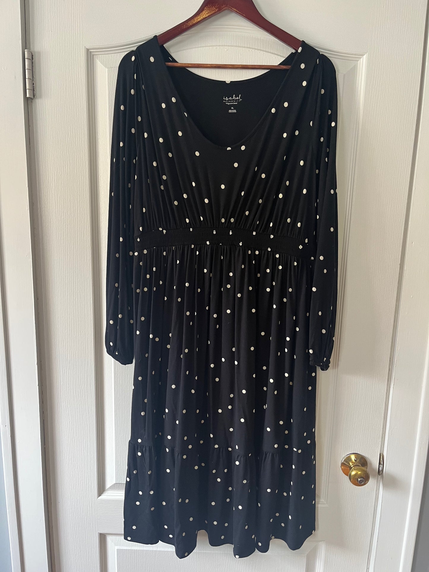 Isabel Maternity Black Dress with Walk Polka Dots - Size XL - NWOTs