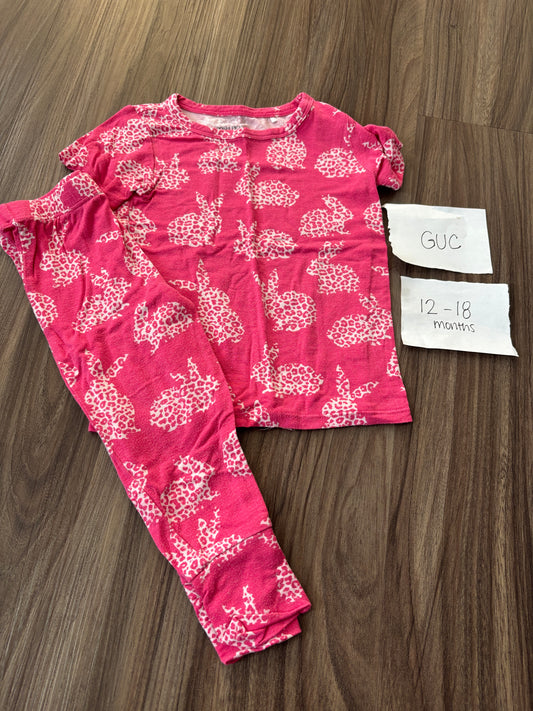 #138 - 12-18 Mo - GUC Posh Peanut - Pink Bunny Pajamas (Easter) - PU 45236