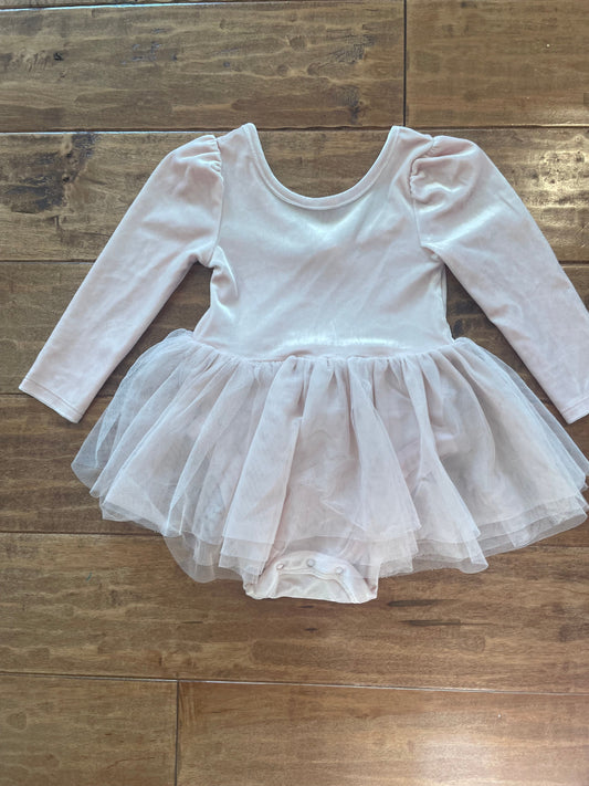 #199 REDUCED Girls GAP pink velour tulle onesie size 18-24 months EUC