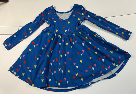 #180 Girls 100 (US 4) Hanna Andersson Blue Heart Twirl Dress