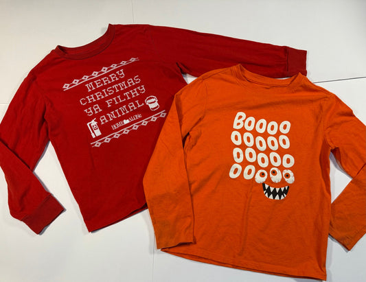 #180 Boys Medium 8 Holiday Bundle - Cat & Jack Boo and Home Alone Merry Christmas ya filthy animal