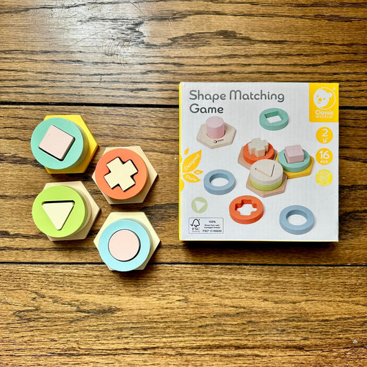 #95 NIB Baby Pastel Shape Matching Wooden Toy Game
