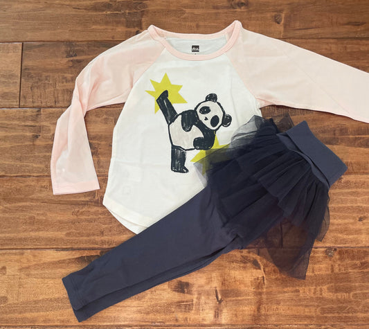 #199 REDUCED Girls Tea Collection panda outfit size 2 NWOT