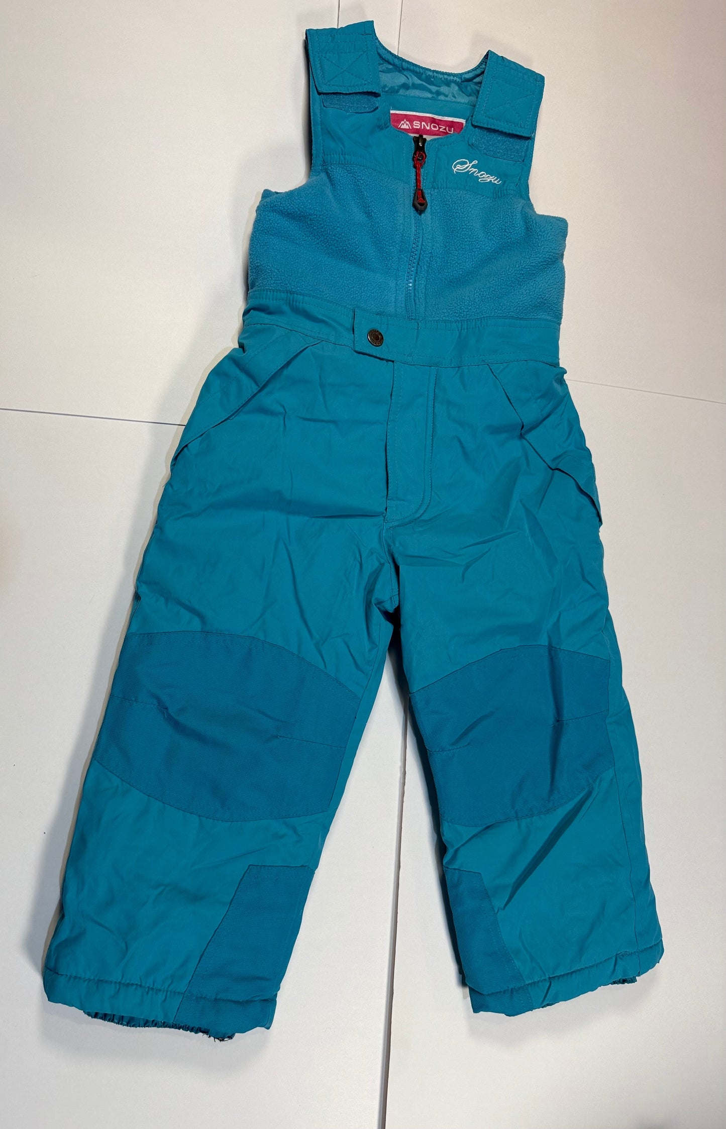 #180 Girls 4T White Snow jacket and Teal Snow Bib