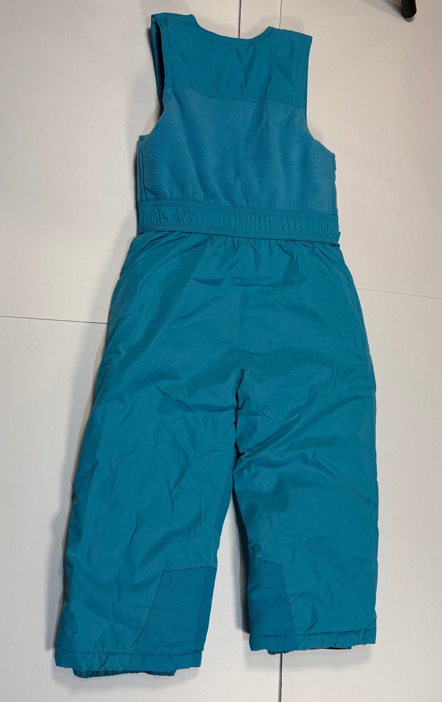 #180 Girls 4T White Snow jacket and Teal Snow Bib