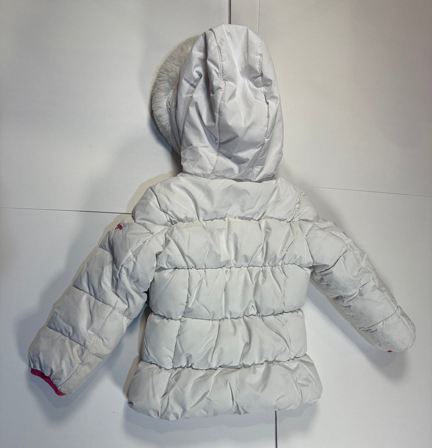 #180 Girls 4T White Snow jacket and Teal Snow Bib