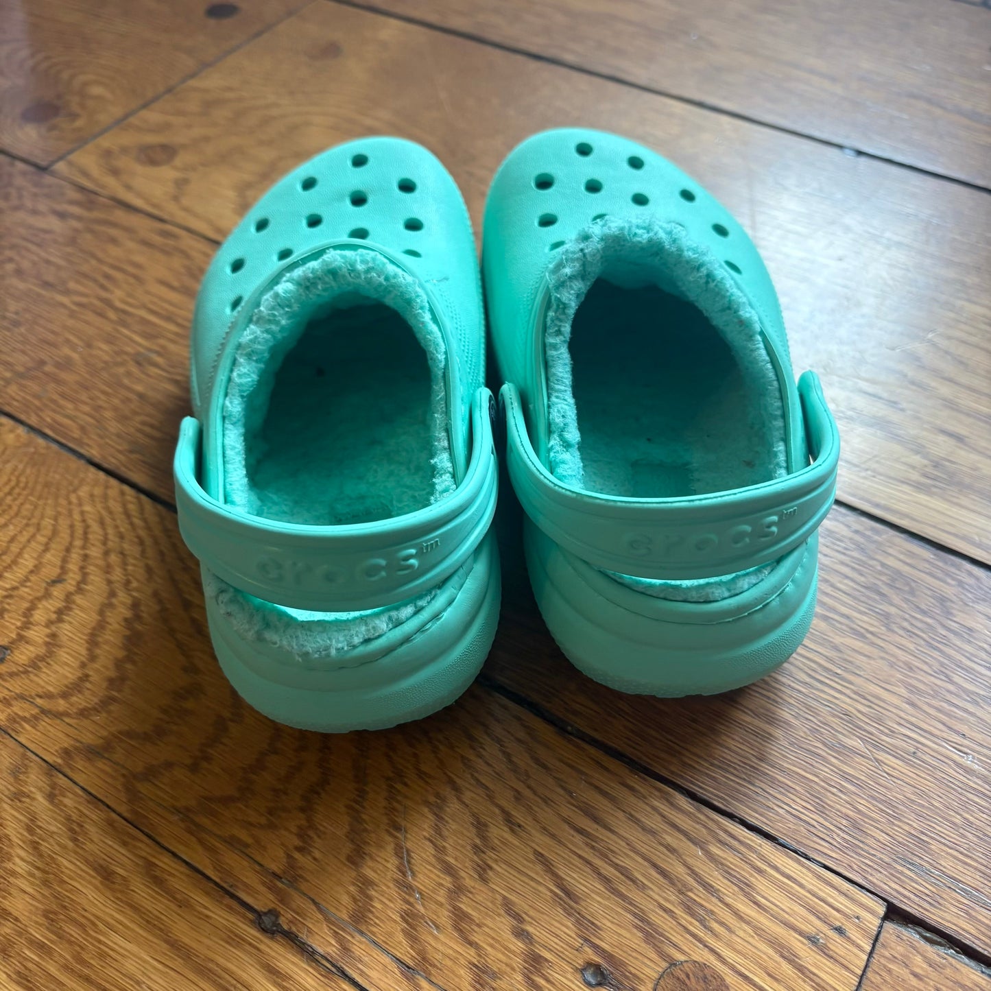 Seller 98 Gender Neutral Size 10 Crocs Green Fuzz Lined Clogs