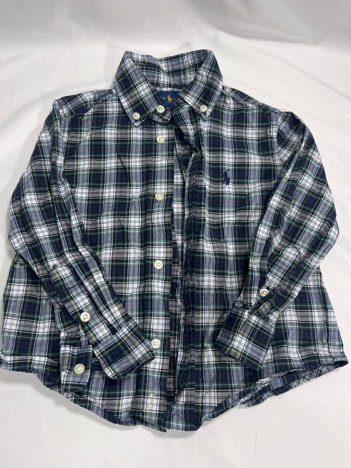 100B 2t boys Ralph Lauren plaid collared button up shirt