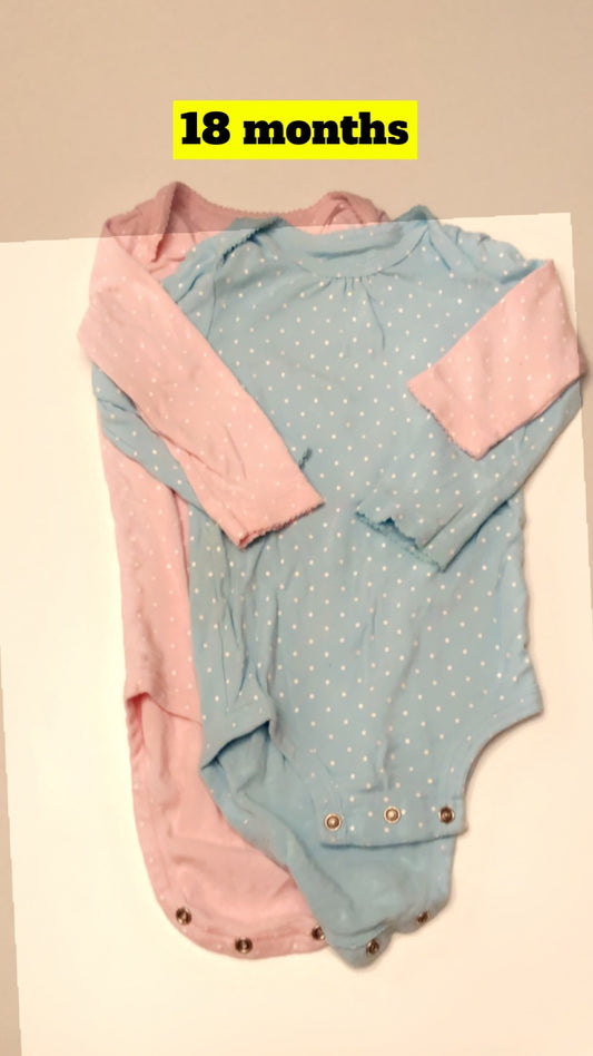 Girls Carters 18m Polka Dot Onesies (light blue & pink bundle)