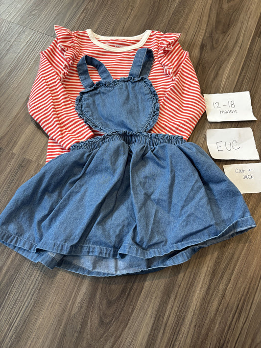 #138 - 12-18 Mo - EUC Cat & Jack - Heart Jumper + LS Bodysuit - PU 45236