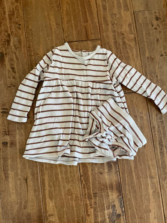 #199 REDUCED girls angel dear brown stripe dress size 18-24 months EUC