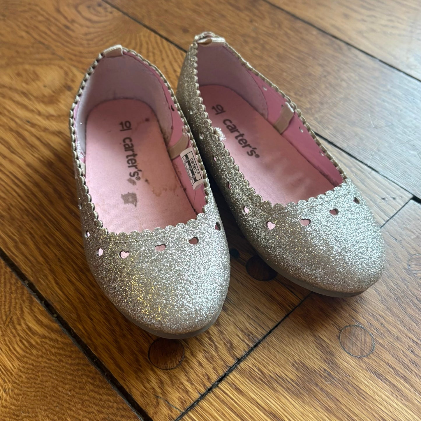 Seller 98 Girls Size 10 Carter's Gold Glitter Ballet Flats