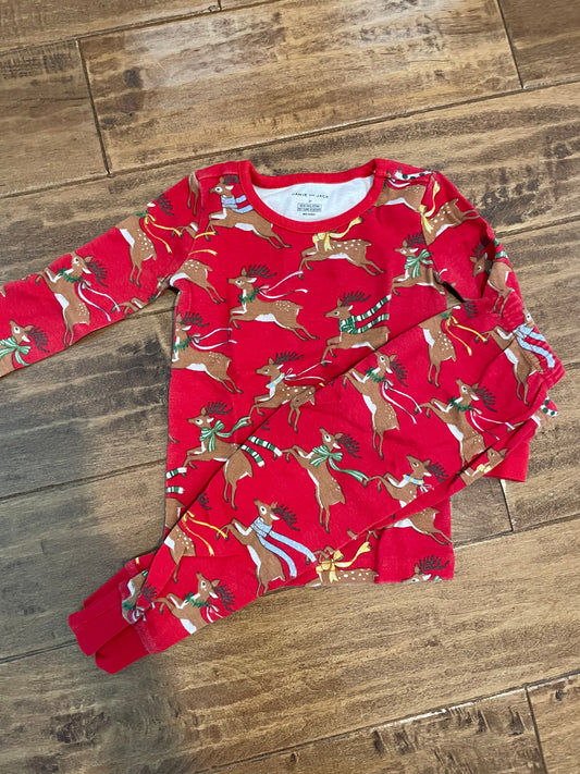 #199 REDUCED Boys Janie and Jack reindeer pajamas size 2 EUC