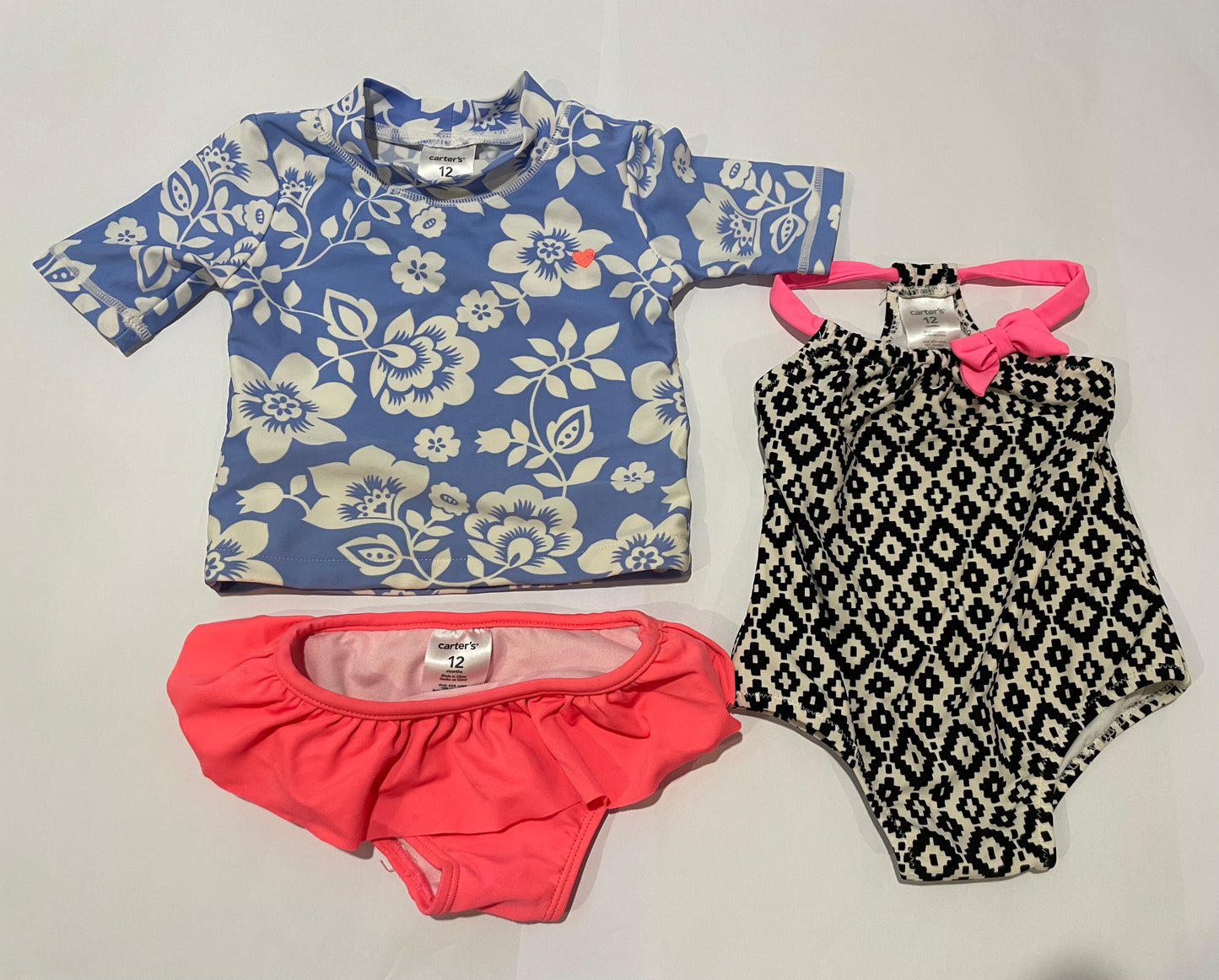 Carters Girls 12 months Bundle of 2 Swimsuits  GUC