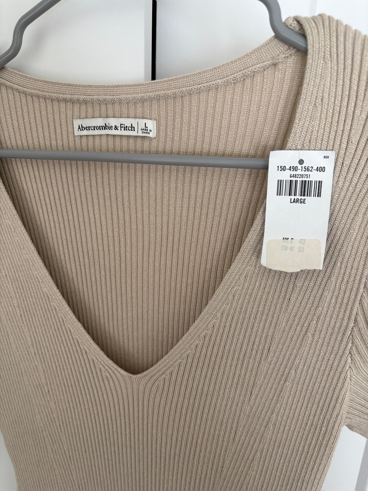 Seller #105 - Women's Large Abercrombie & Fitch Tan Ribbed Bodysuit NWT