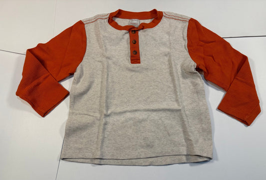#180 Boys 120 US 6-7 Hanna Andersson Cream and Orange Henley