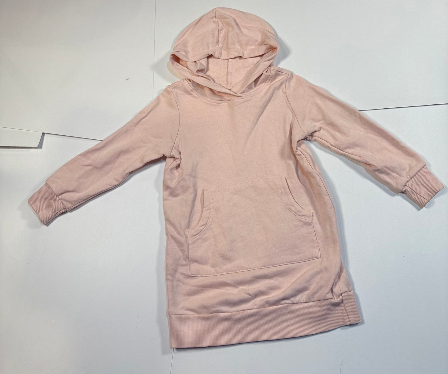 #180 Girls 100 US 4 Hanna Anderson Pale Pink Hoodie Dress