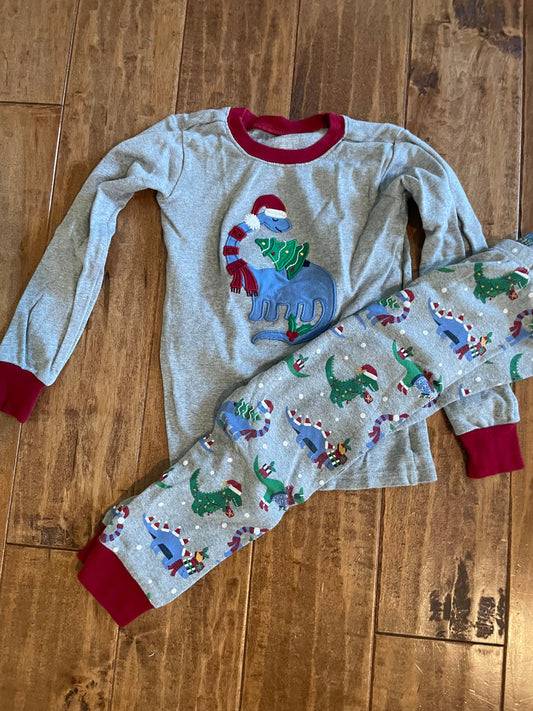 #199 REDUCED boys Gymboree Dino Christmas pajamas size 5 EUC