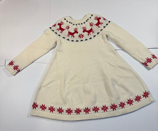 #180 Girls 100 US 4 Hanna Andersson NWOT Reindeer Sweater Dress (1 of 2 available)
