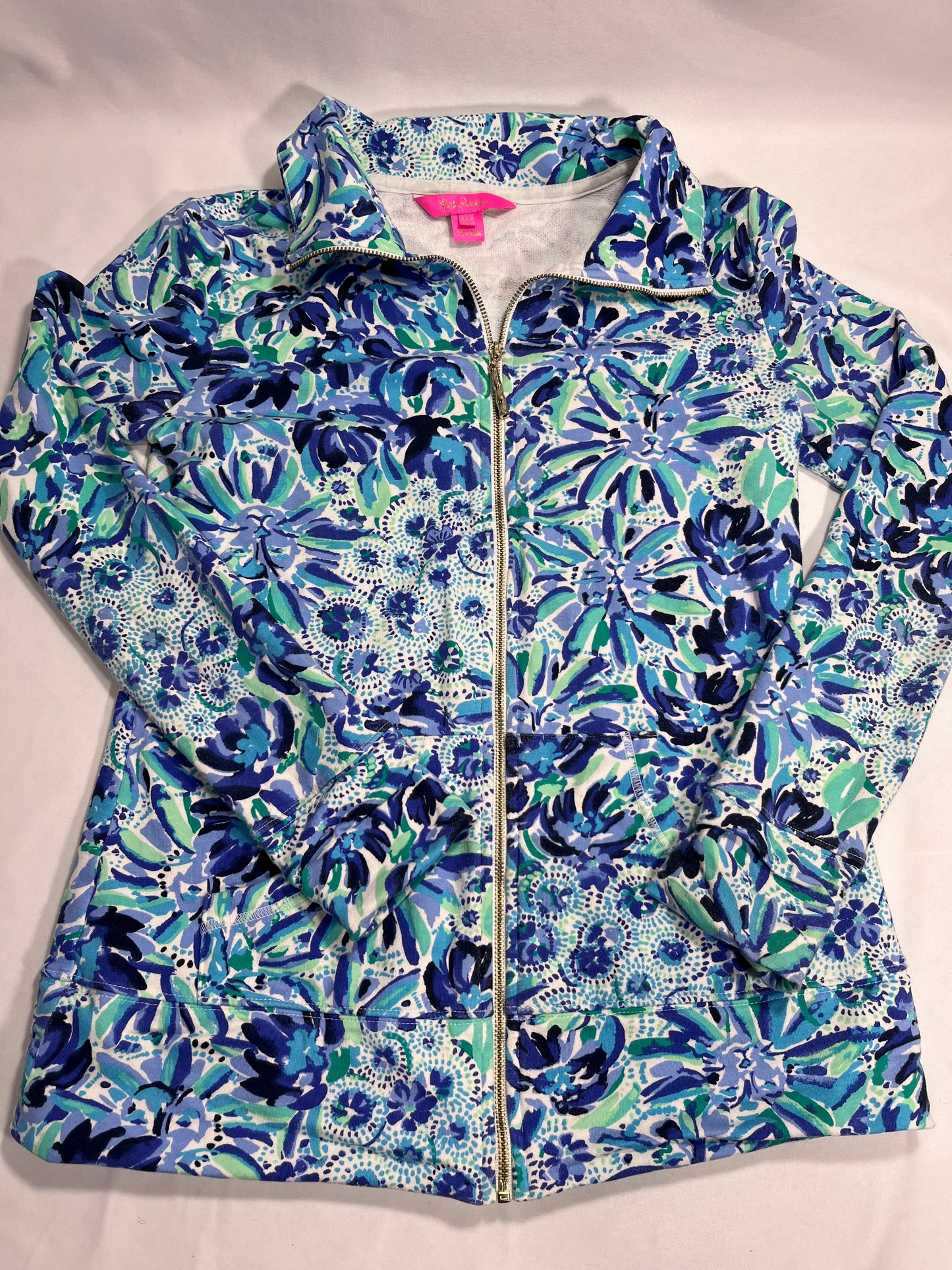 100B Lilly Pulitzer popover sweatshirt xxs full zip blue