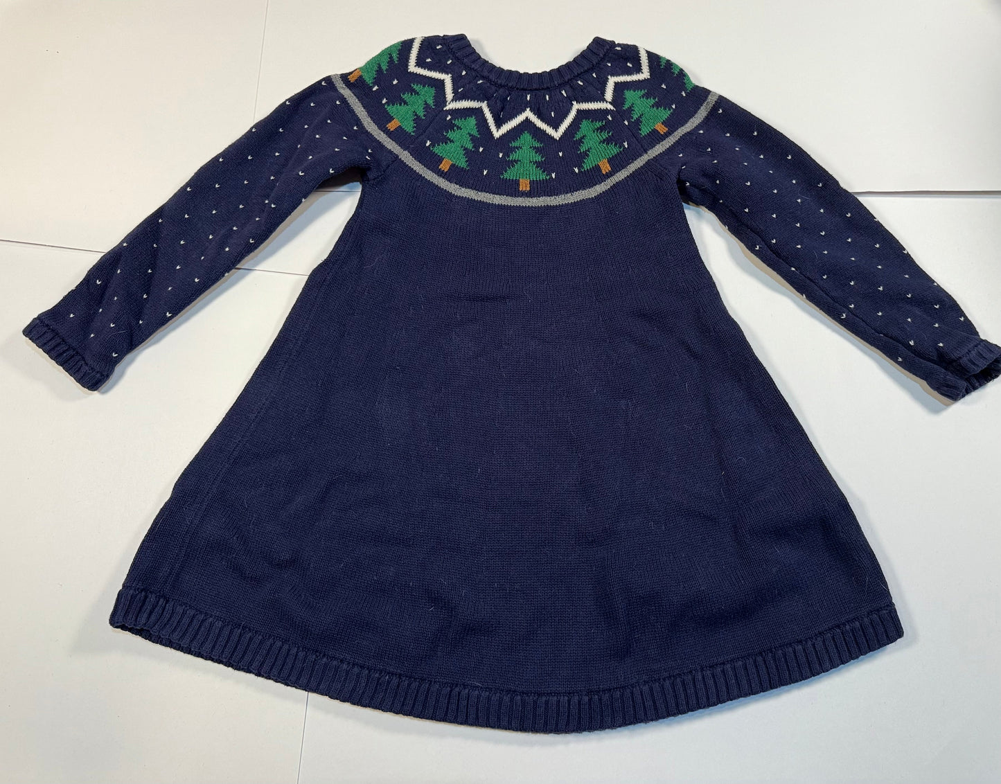 #180 Girls 100 US 4 Hanna Andersson Tree Sweater Dress ( 2 available)