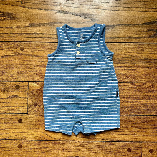 #95 EUC Boys Gap Blue Striped Tank Romper, size 12-18 months