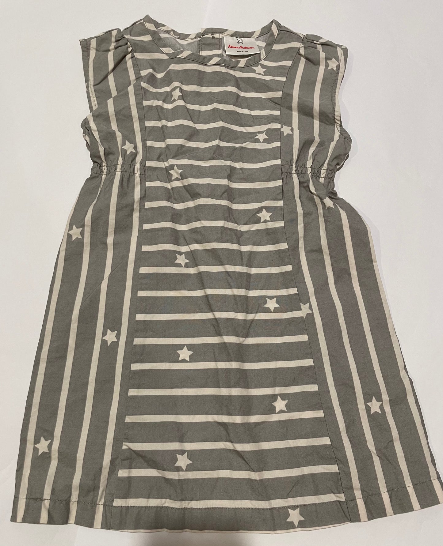 Hanna Andersson Girls Grey stripes/star Dress Size 110 (5T) - EUC