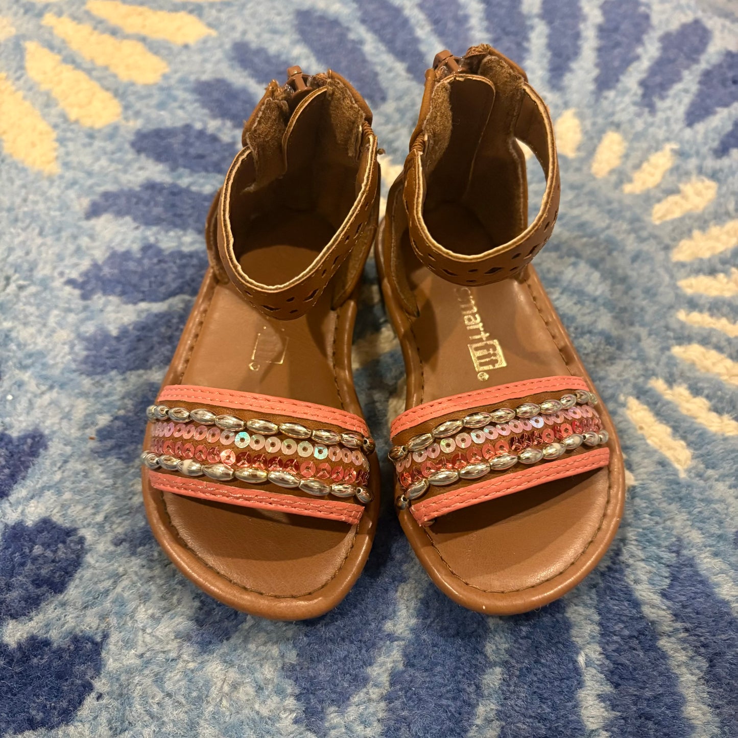 Seller 98 Girls Size 5 Brown Sequin Sandals