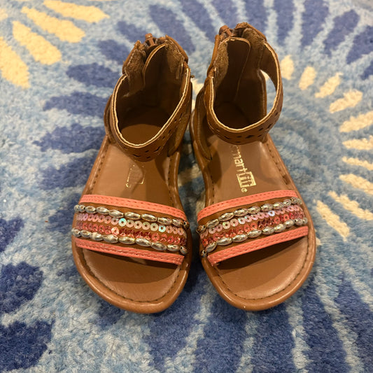 Seller 98 Girls Size 5 Brown Sequin Sandals
