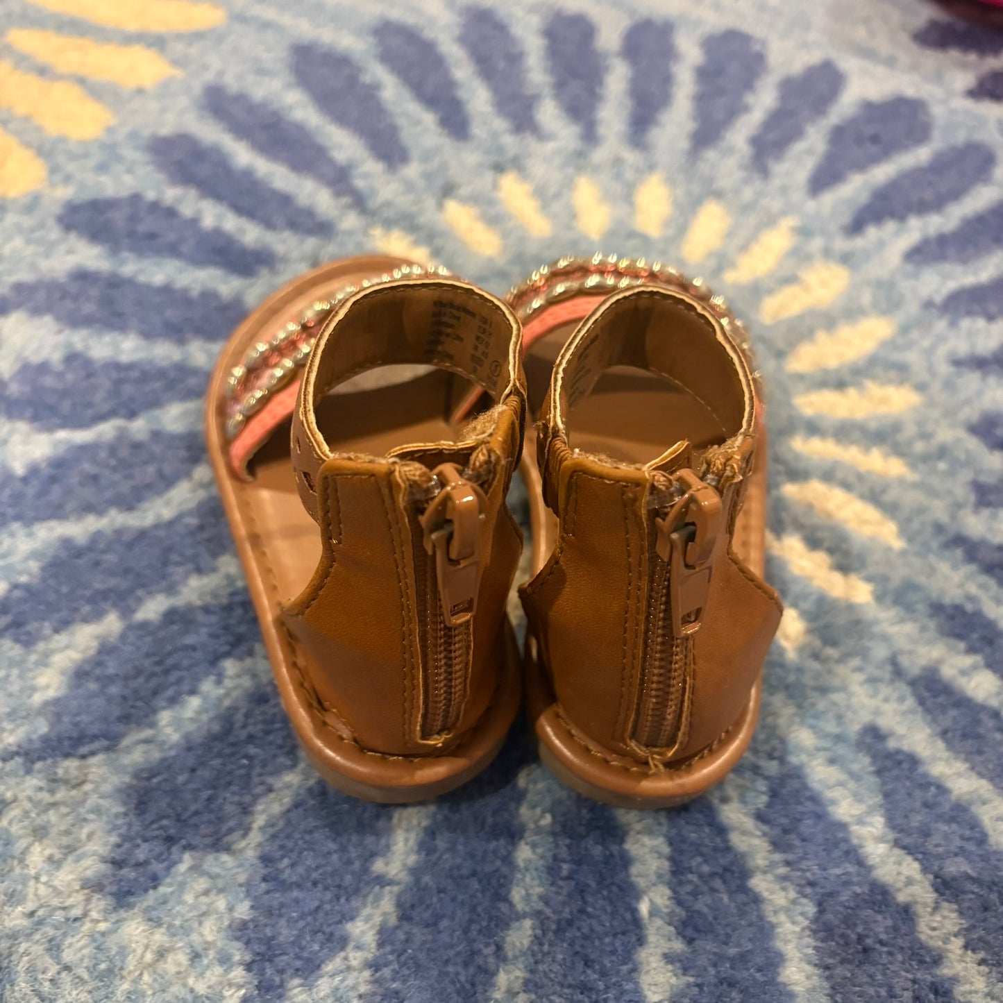 Seller 98 Girls Size 5 Brown Sequin Sandals