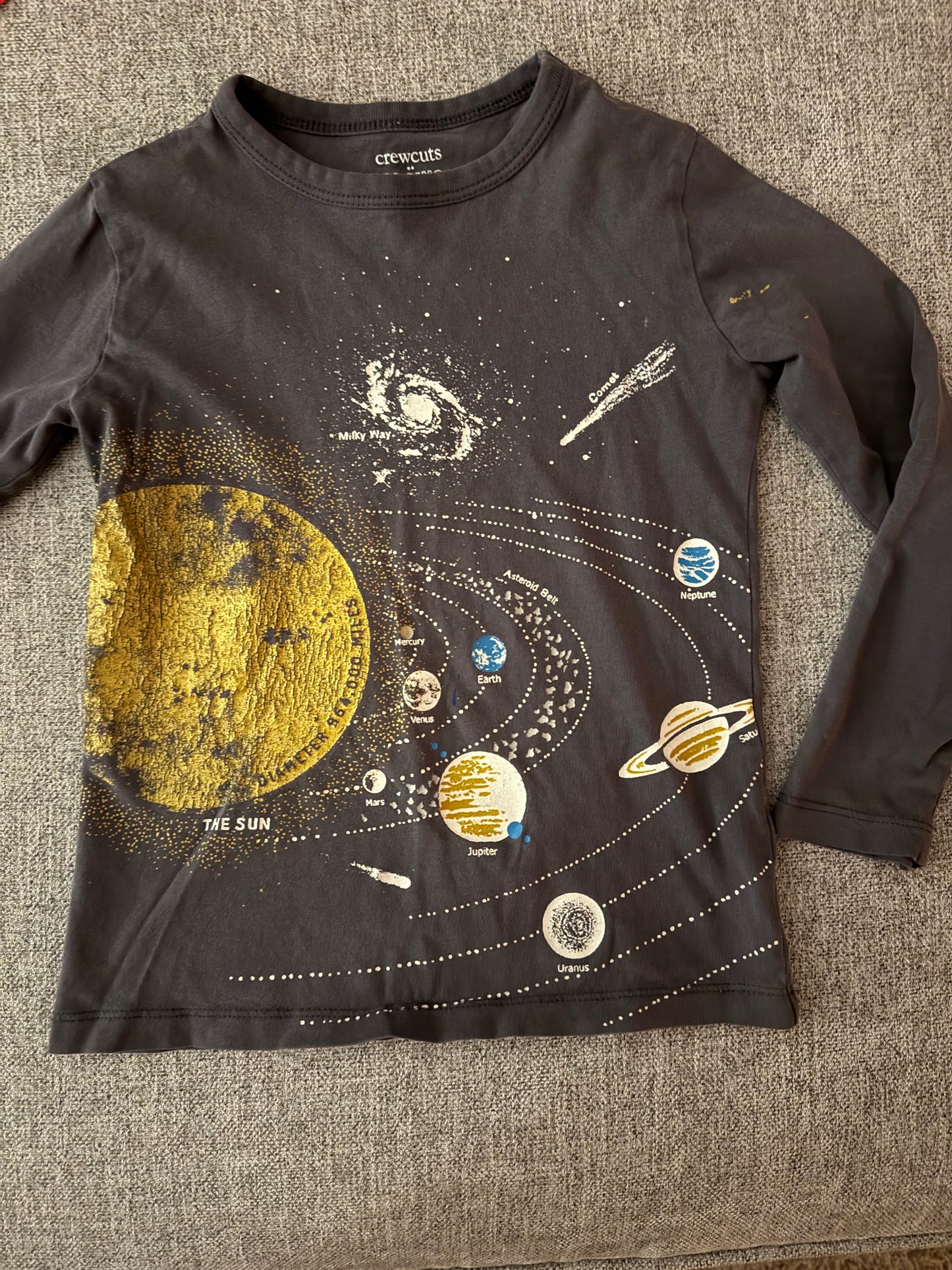# 92 boys 4/5 t crewcuts. Space Glow in the dark gray long sleeve top