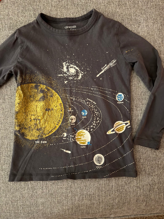 # 92 boys 4/5 t crewcuts. Space Glow in the dark gray long sleeve top