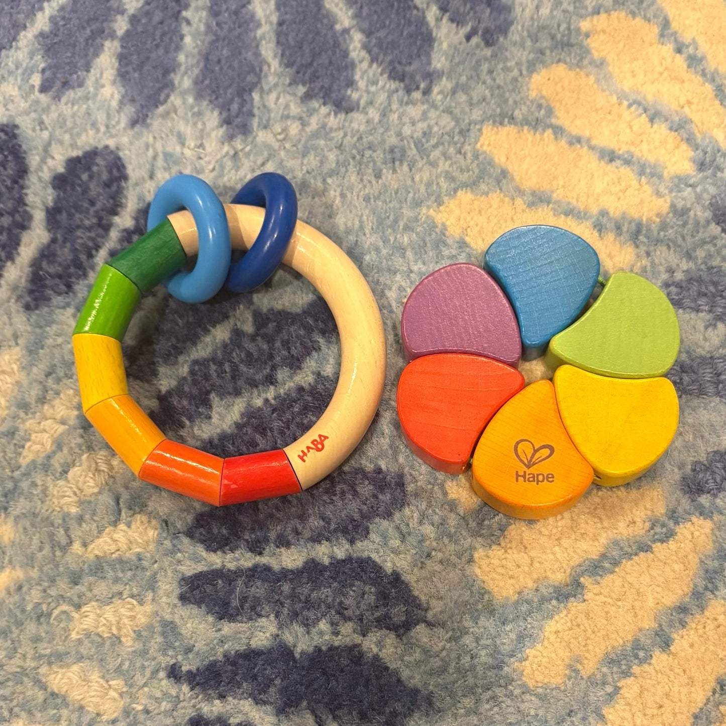 Seller 98 HABA & Hape Wooden Rainbow Rattle Bundle (2)