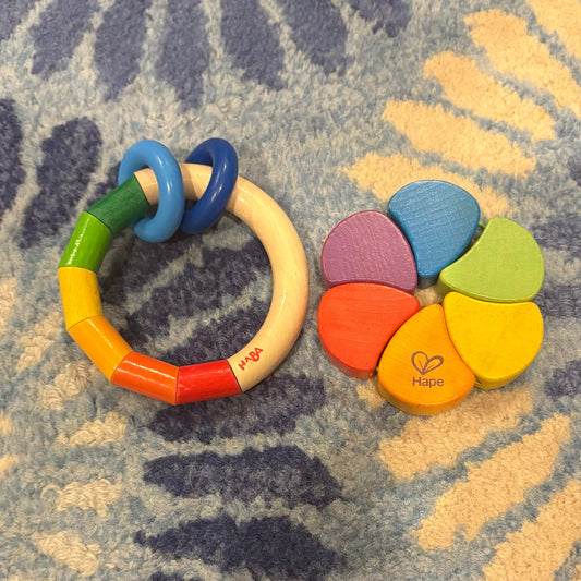 Seller 98 HABA & Hape Wooden Rainbow Rattle Bundle (2)