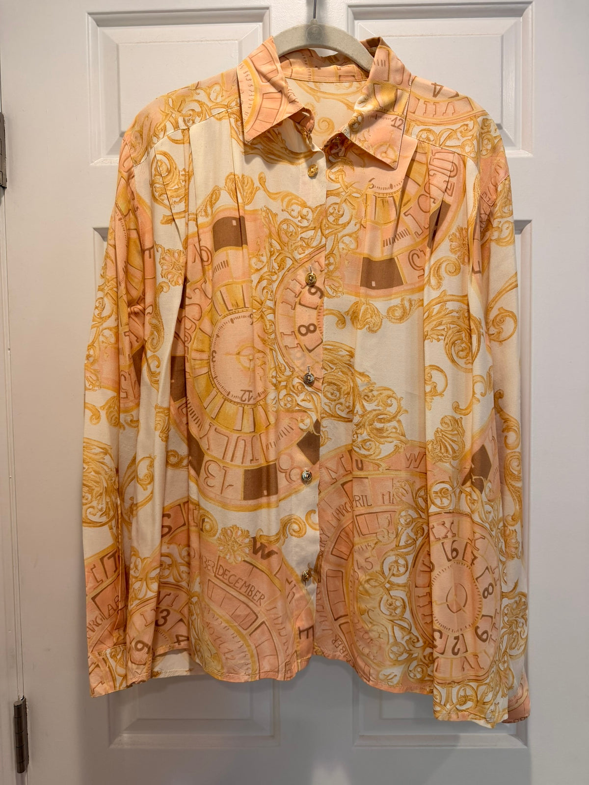 #85 Paris Vintage Button up Blouse, Women's XL