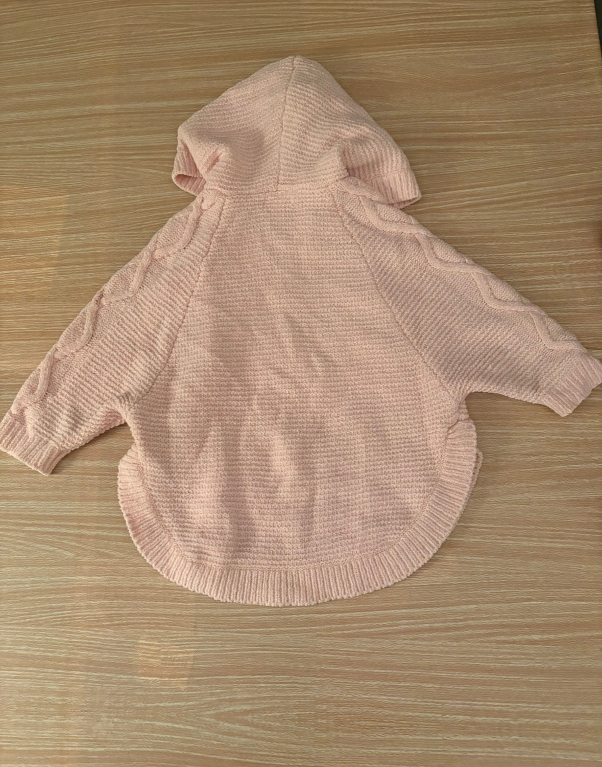 Seller #196 Cat & Jack 2T Light Pink Sweater Poncho and White Denim Unfinished Bottom Outfit