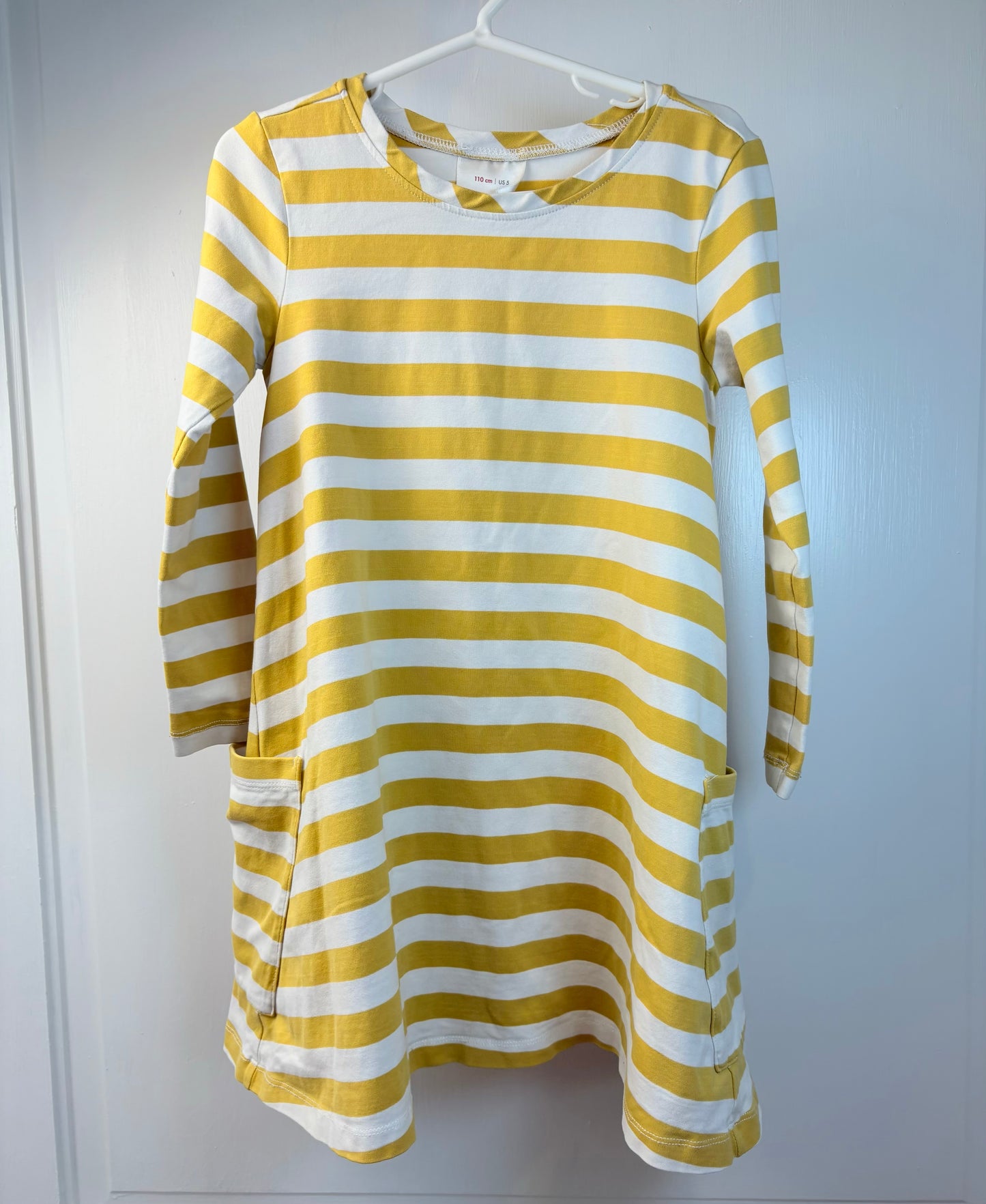 Seller 189 Girls Size 5 Hanna Andersson Yellow & White Striped Swing Pocket Dress (see description)
