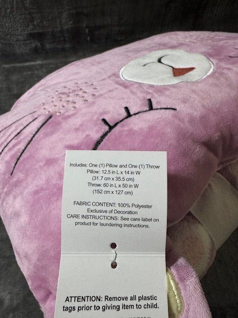 #222 Kitten Throw Blanket & Pillow Set (NWT)