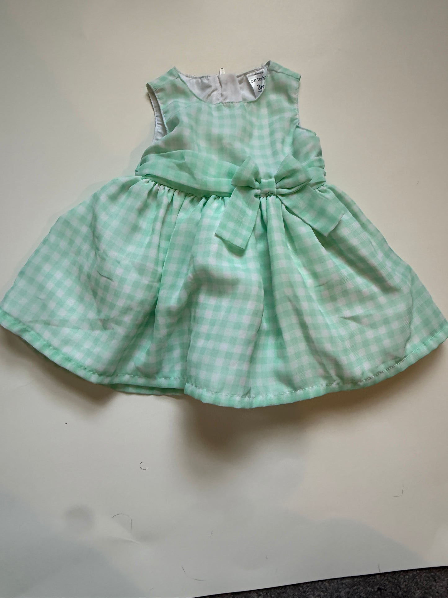 $116 Carter’s mint and white checked dress girls 3 months
