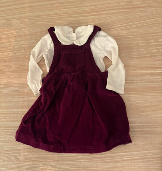 Seller #196 Baby Girl Purple Joe Fresh Purple Corduroy Jumper dress with peter pan collar long sleeve onesie Outfit 12-18 months