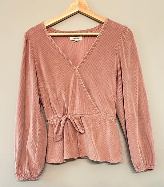 Seller #168 Madewell Women’s Small Ribbed Corduroy Blush Wrap Top