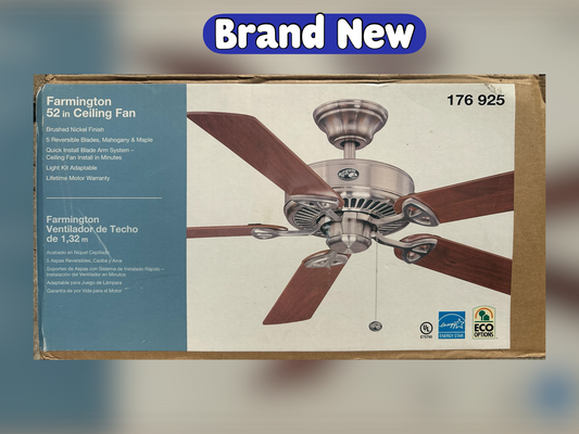 #77 New In Box 52” Farmington Fan w/ Reversible Blades