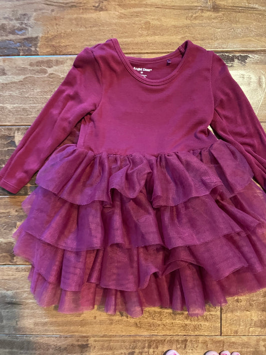 #199 REDUCED Girls Angel Dear maroon tulle dress size 2 EUC