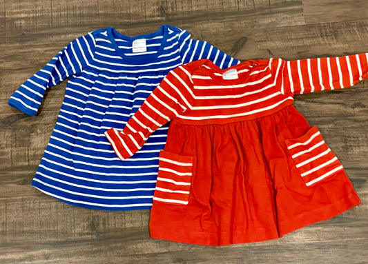 Hanna Andersson blue and red dresses size 6-12 months GUC