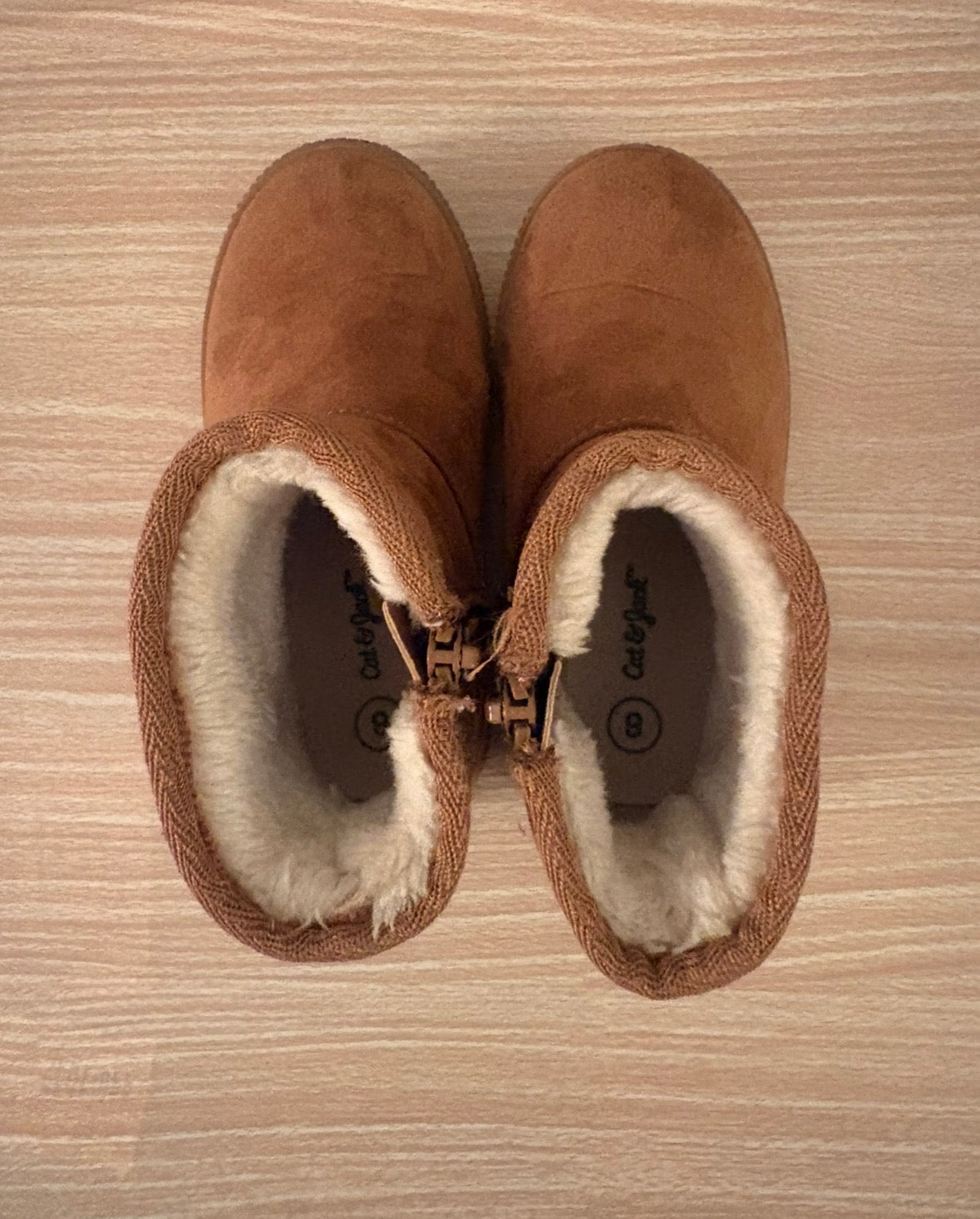 Seller #196 Cat & Jack Toddler Girl Brown Suede Fur lined Boots Size 8