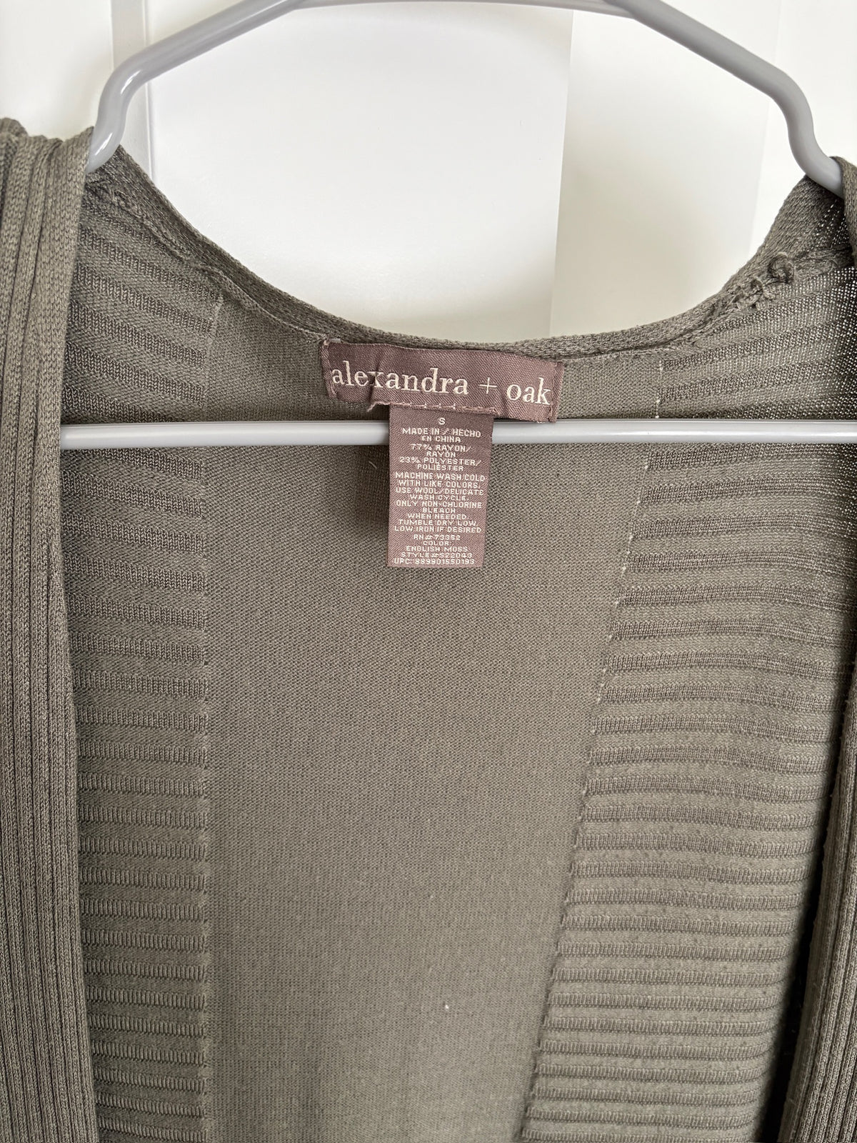 Seller #105 - Women's Small Alexandra + Oak Olive Green Open Cardigan GUC