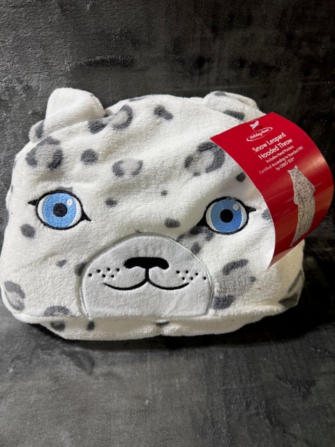 #222 Snow Leopard Hooded Throw 50 x 40 in