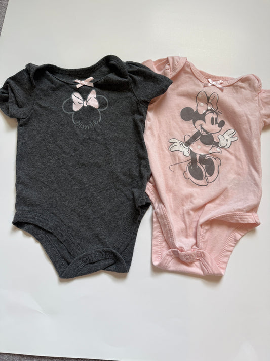 #116 Disney Baby Minnie onesies (2) girls 6-9 months