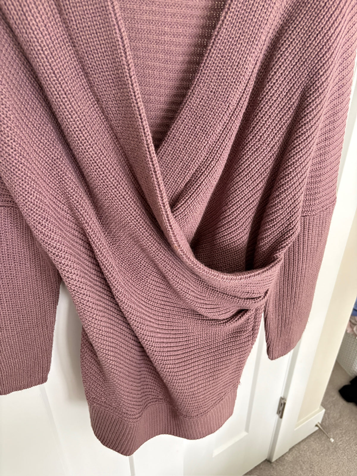 Seller #105 - Women's M/L Miracle Purple Crossover Sweater VGUC