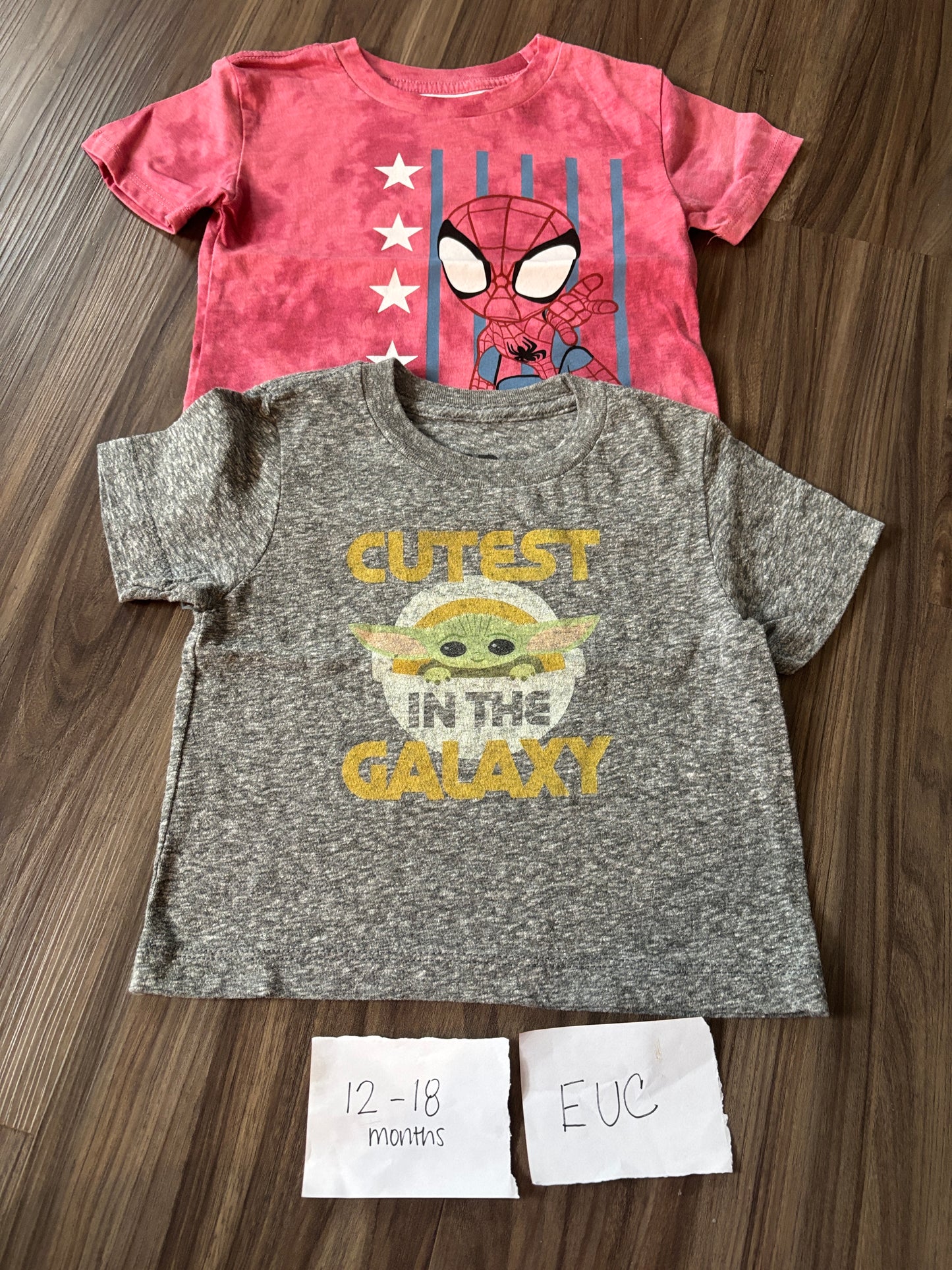 #138 - 12-18 Months - EUC 2 Shirts (spiderman + baby Yoda) - PU 45236